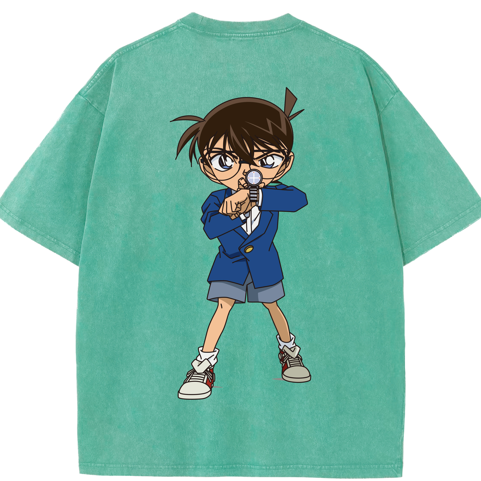 （画像用） 名探偵コナン 江戸川 コナン Detective Conan Conan Edogawa 綿100% ヴィンテージ風 半袖Tシャツ（背面プリント）